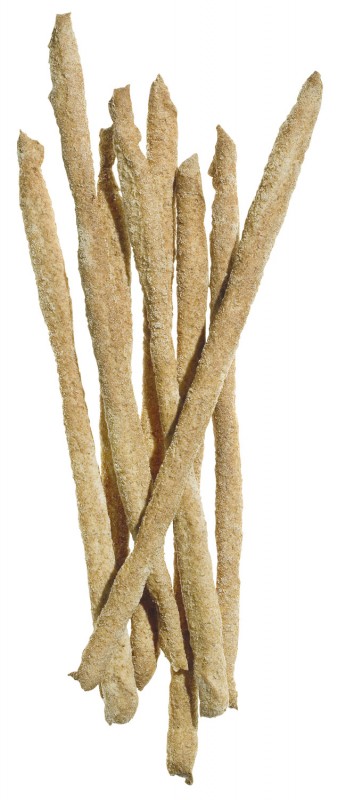 Grissini stirati corti integrali, korte, håndtegnede fuldkornsbrødsticks, Mario Fongo - 200 g - taske