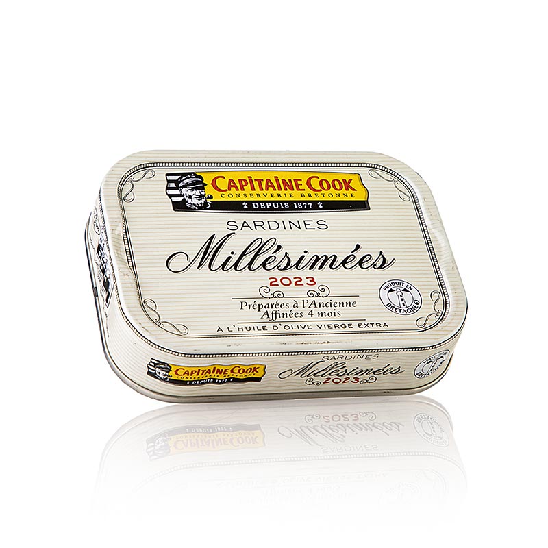 Sardinas enteras en aceite de oliva, anada 2023, Captain Cook, Francia - 115g - poder