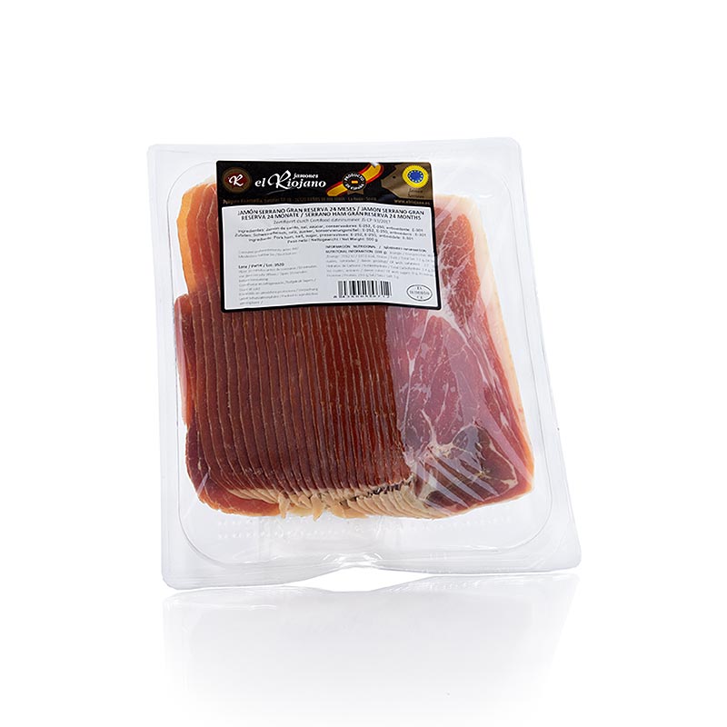 Jamon Serrano Gran Reserva, 24 mesi, prosciutto affettato, El Riojano - 500 g - vuoto