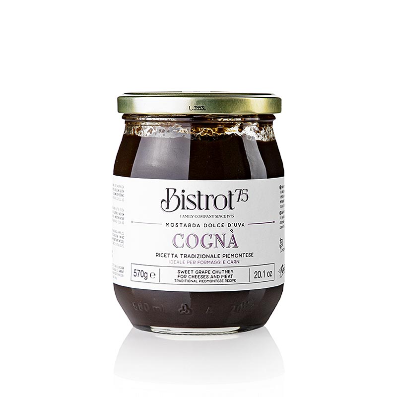 Bistro 75 Cogna - Süßes Traubenmost-Chutney, 570g, Tartuflanghe - 570 g - Glas