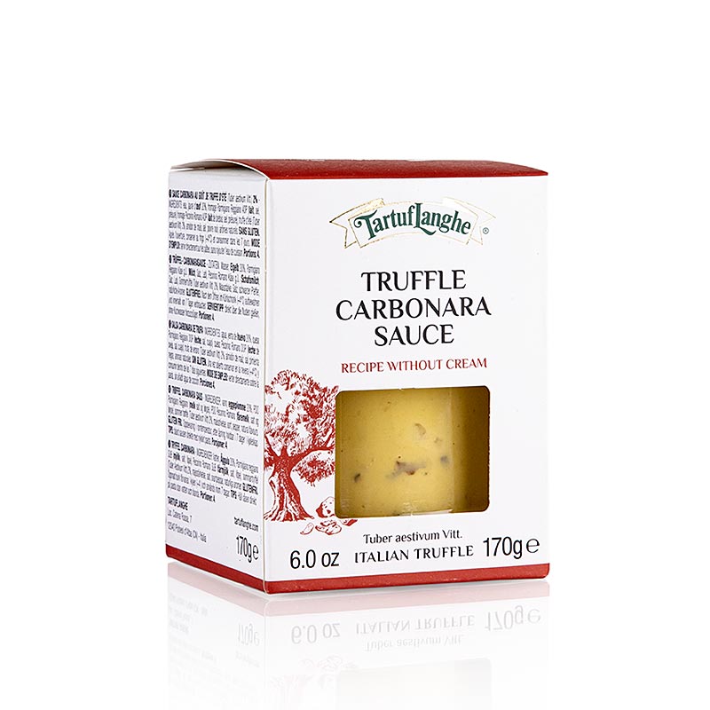 Carbonara sauce, with summer truffle, without bacon, ready to cook, Tartuflanghe - 170 g - Glass