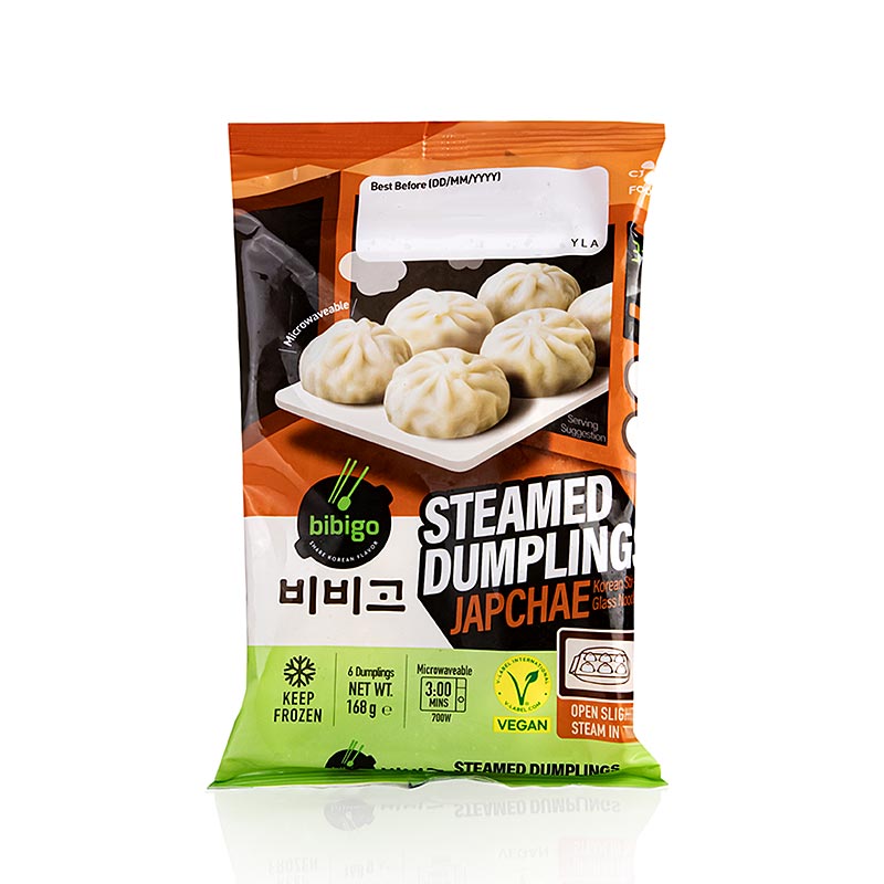 Gestoomde Dumpling - Japchae (glasnoedelvulling), veggie, dim sum, bibigo - 168 g, 6 stuks - Blaren