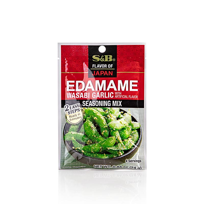 Edamame Seasoning Wasabi Garlic, Gewürz für Edamamebohnen, S&B - 24 g - Tüte