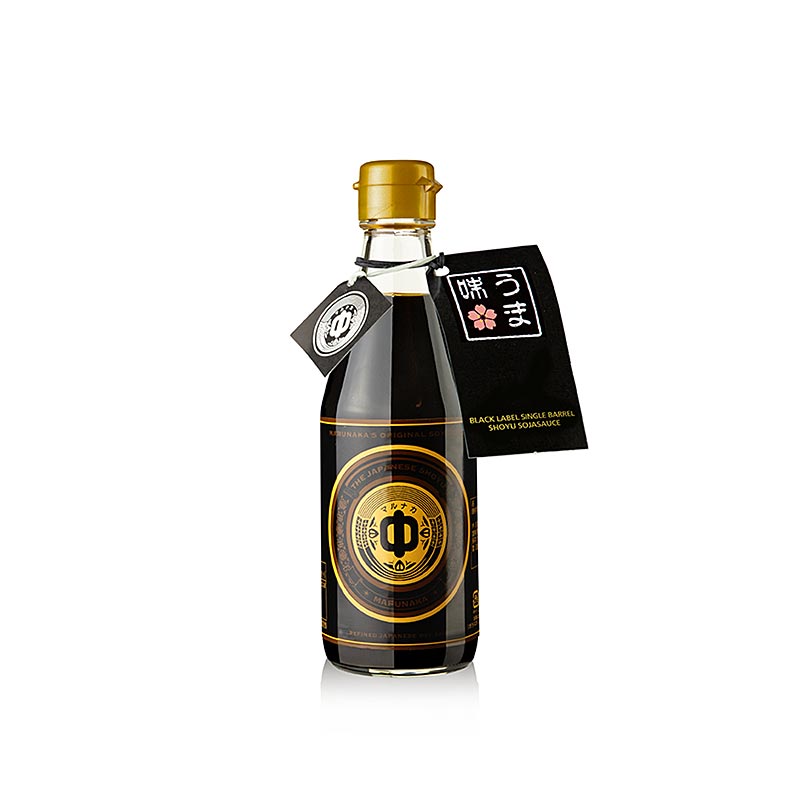 Black Label Shoyu-sojasaus met een vat, Marunaka, Japan - 300 ml - Fles