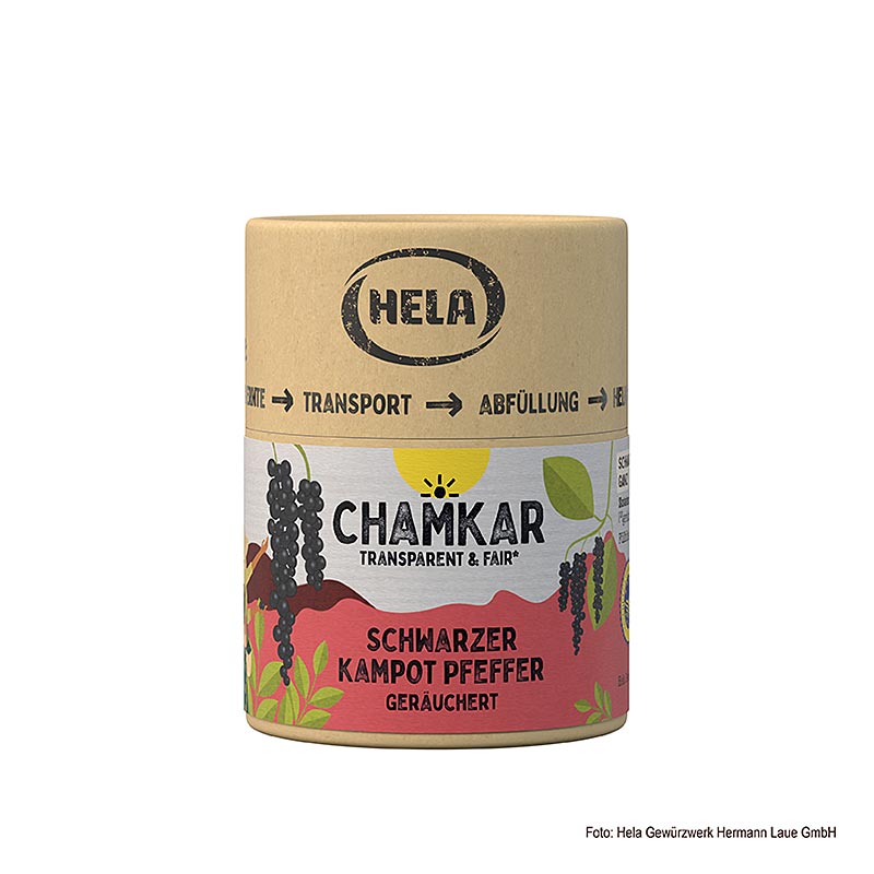 HELA Chamkar - Pimenta preta Kampot, defumada, inteira, IGP - 100g - Caixa de aromas