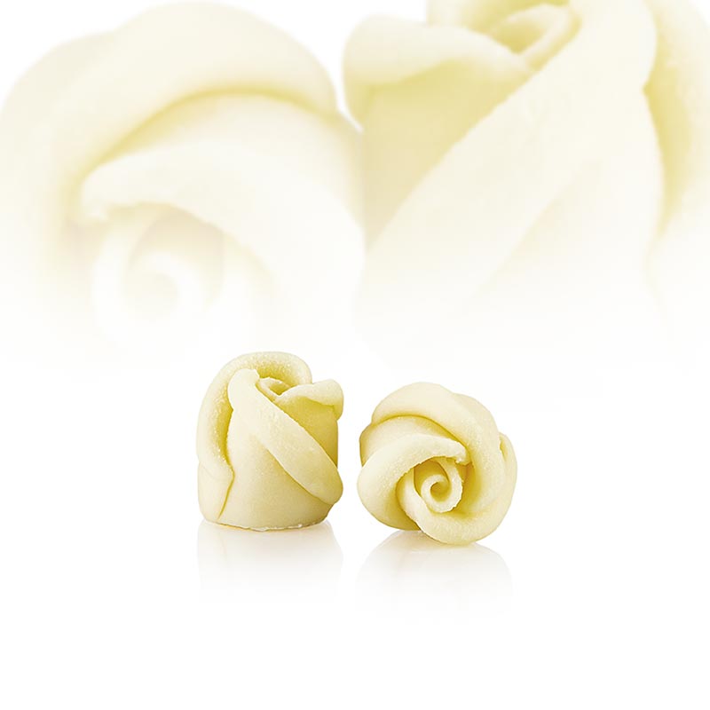 Rose mini, white, made of chocolate, Dobla (77789) - 266 g, 45 pieces - blister packs