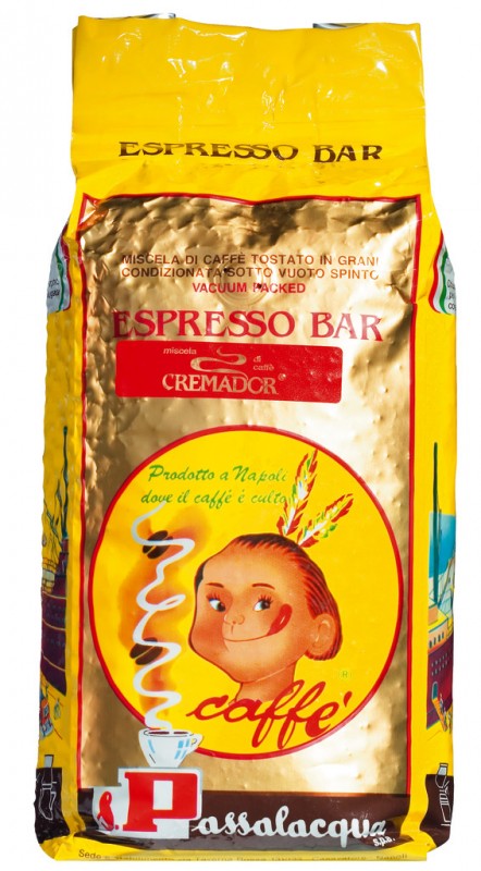 Cremador Caffe i grani, 70% Arabica, 30% Robusta, bønner, Passalacqua - 1.000 g - taske