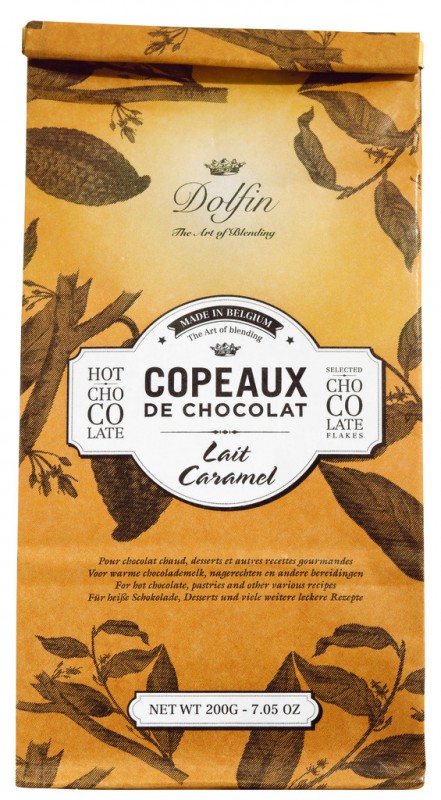 Les Copeaux, chocolat chaud, caramel, chocolat a boire, caramel, sachet, Dolfin - 200g - sac