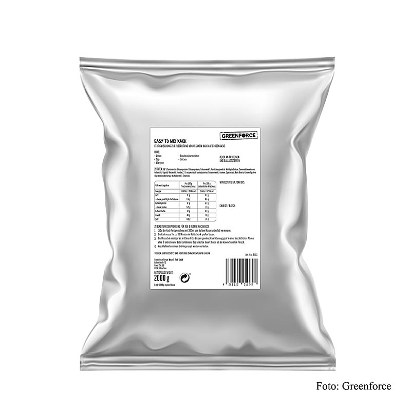 Greenforce Fertigmix für veganes Hack, aus Erbsenprotein - 2 kg - Beutel