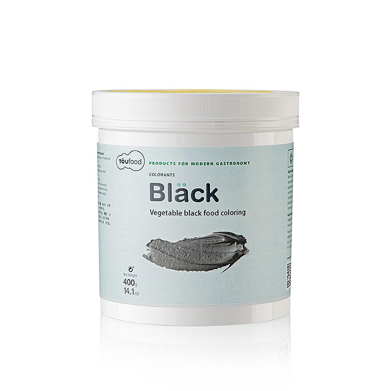 BLACK - Zwarte voedselkleuring gemaakt van kokosnoothoutskool, TOUFOOD - 400g - Pe kan