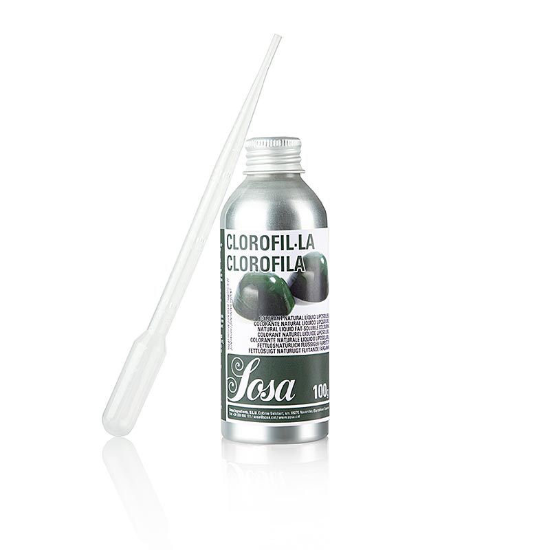 Lebensmittelfarbe, grün, natürlicher Chlorophyll-Extrakt, flüssig, Sosa - 100 g - Flasche