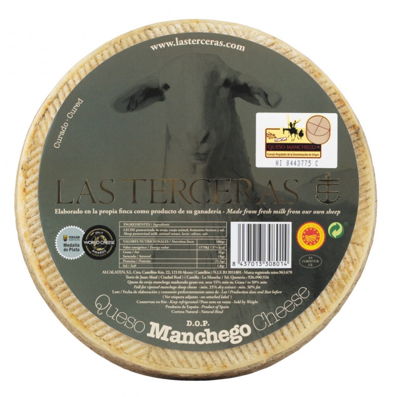 Cured Manchego PDO, Sheep Cheese PDO, Las Terceras - approx. 2.7 kg - kg