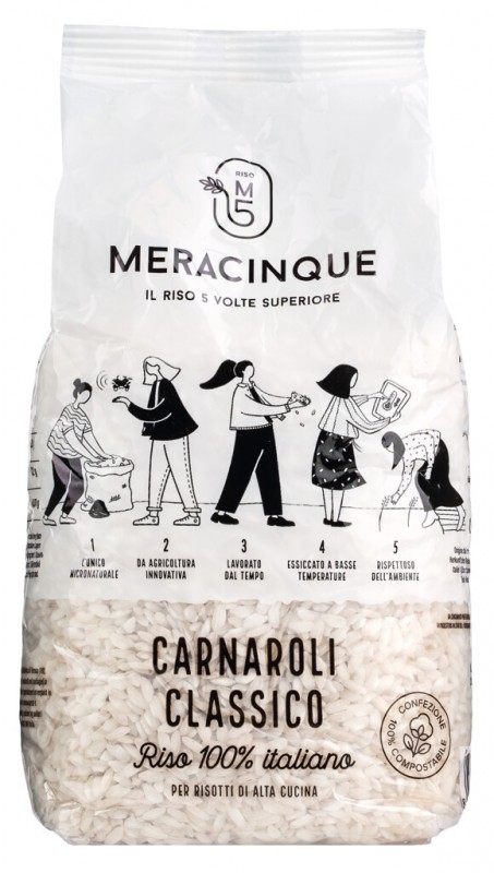 Riso Carnaroli Classico, Arroz Carnaroli, Meracinque - 1.000g - bolsa