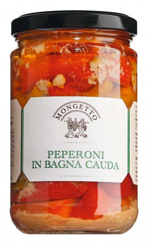 Peperoni in Bagna Cauda, Peperoni in Bagna Cauda Sauce, Mongetto - 290 g - Glas