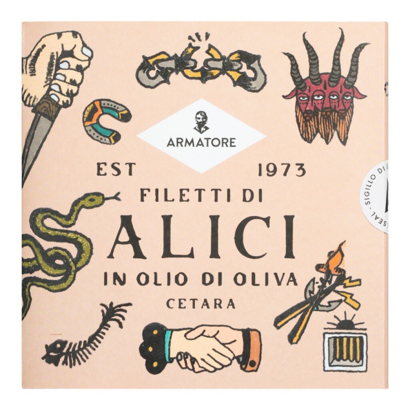 Alici in olio latta, anchois a l`huile d`olive, Armatore - 90g - peut