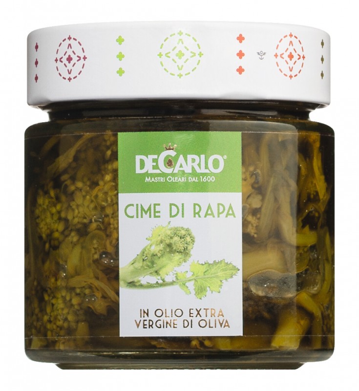 Cime di rapa, Stängelkohl in nativem Olivenöl extra, De Carlo - 200 g - Glas