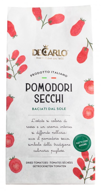 Pomodori secchi, Getrocknete Tomaten, De Carlo - 200 g - Beutel