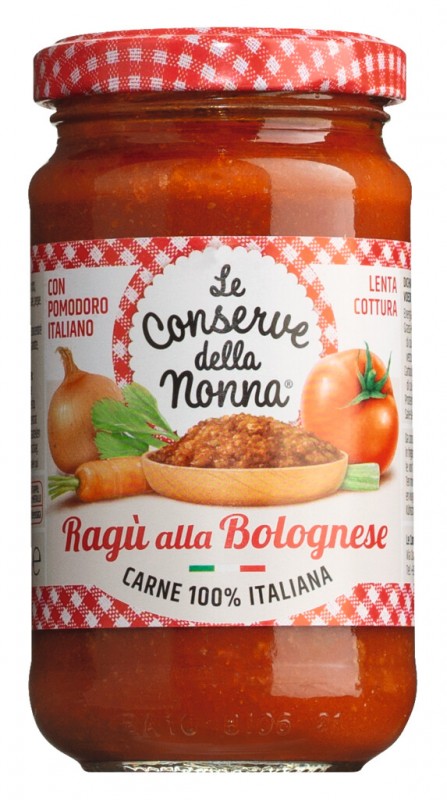 Ragu alla Bolognese, tomato sauce with meat ragout, Le Conserve della Nonna - 190 g - Glass