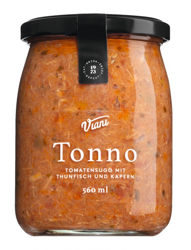 TONNO - Tomatsugo med tun og kapers, tomatsauce med tun og kapers, Viani - 560 ml - Glas