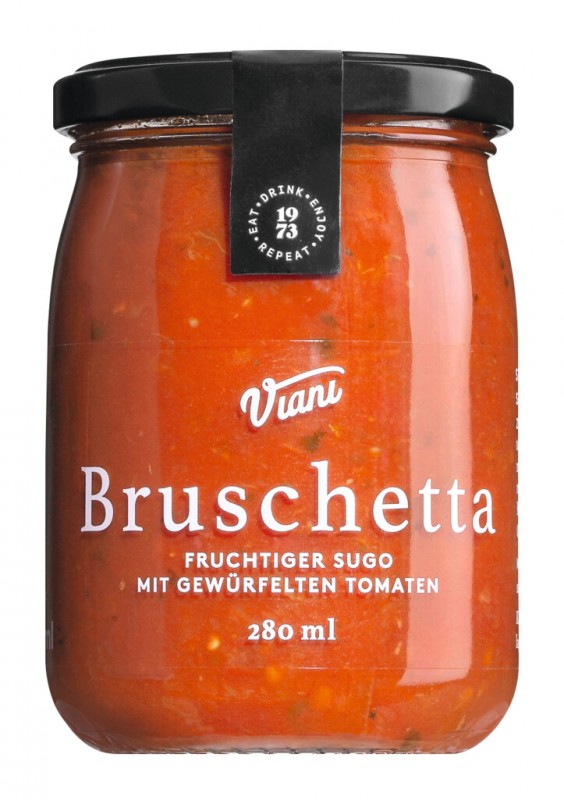 BRUSCHETTA - Sugo mit gewürfelten Tomaten, Tomatensauce mit gewürfelten Tomaten, Viani - 280 ml - Glas