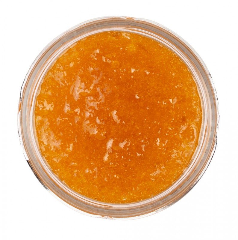 Mostarda di albicocche, apricot sauce with mustard flavor, spicy-sweet, Viani - 130 g - Glass