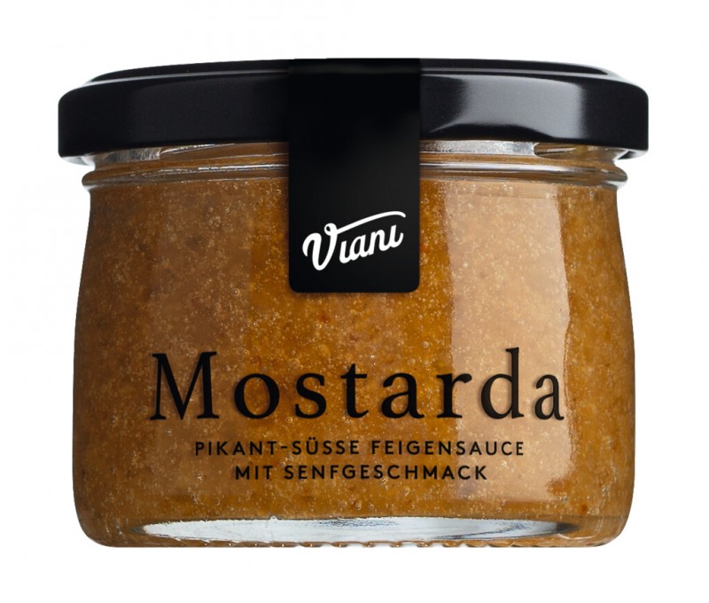 Mostarda ai fichi, fig sauce with mustard flavor, spicy-sweet, Viani - 130 g - Glass