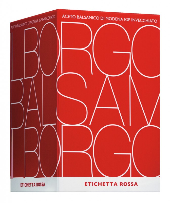 Aceto Balsamico di Modena IGP, etichetta rossa, balsamic vinegar, aged, in a gift box, Il Borgo del Balsamico - 250 ml - Bottle