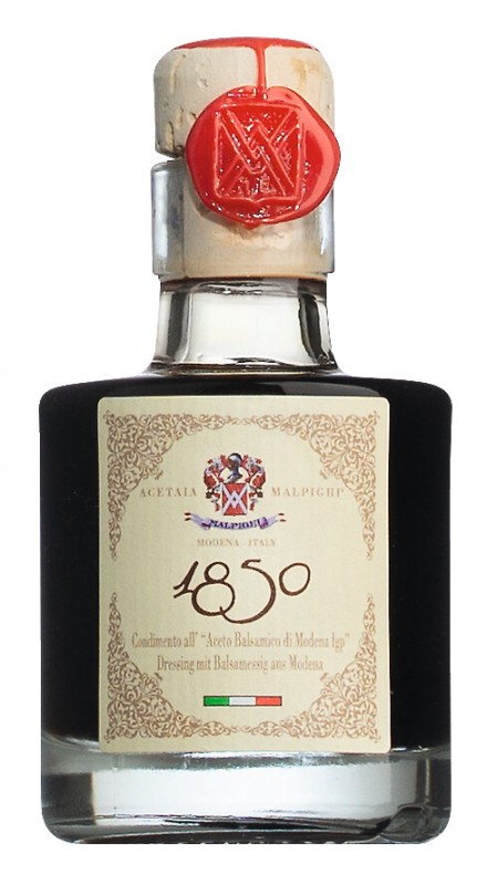 1850 Condimento all`Aceto Balsam.di Modena IGP, Condimento Balsamico, 6 Jahre gereift, Malpighi - 50 ml - Flasche