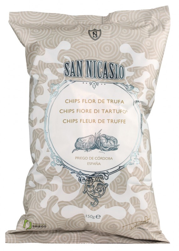 Chips flor de trufa, Kartoffelchips mit nativem Olivenöl extra +Trüffel, San Nicasio - 150 g - Beutel