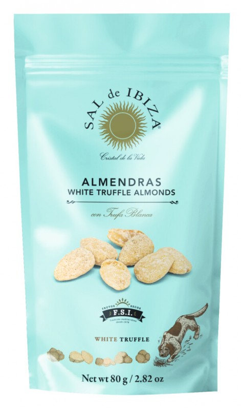 Almendras - White Truffle Almonds, Mandeln mit Trüffelgeschmack, Sal de Ibiza - 80 g - Beutel