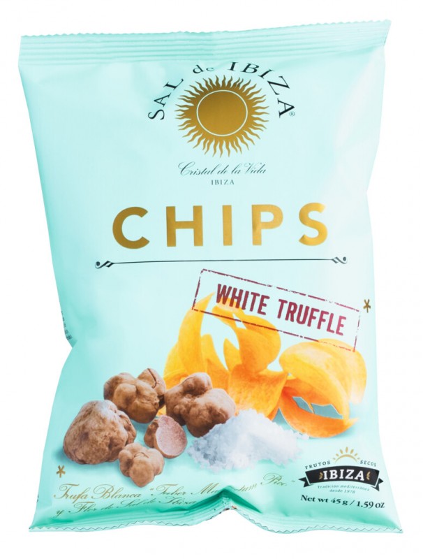 Chips Truffles, Kartoffelchips mit weißen Trüffeln, Sal de Ibiza - 45 g - Stück