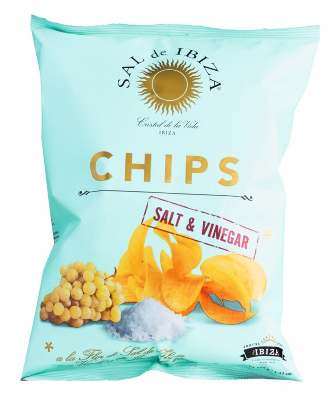 Chips Salt and Vinegar, potato chips with salt and vinegar, Sal de Ibiza - 125 g - piece