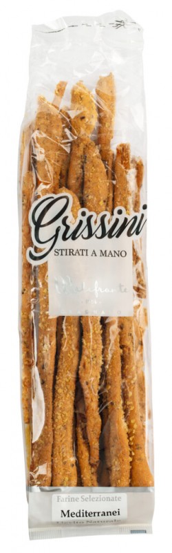 Grissini Mediterraneo, soepstengels met tomaat en extra vergine olijfolie, Panificio e Biscottificio Malafronte - 250g - Deel