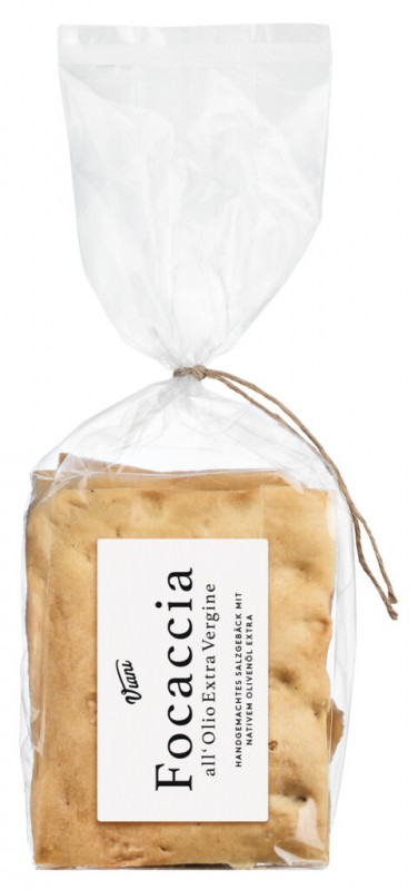 Focaccia all`Olio Extra Vergine, Salzgebäck mit nativem Olivenöl extra, Viani - 200 g - Stück