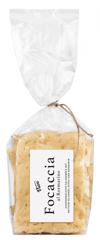 Focaccia al Rosmarino, salted biscuits with rosemary, Viani - 200 g - Piece