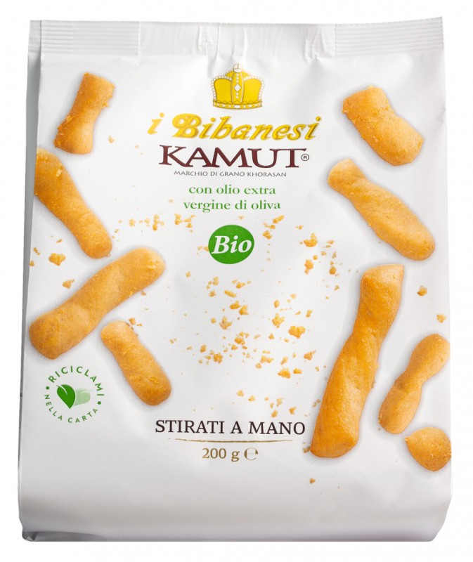 i Bibanesi Kamut, biologisch, Bibanesi gemaakt van Kamut tarwe + natuurlijk. Extra olijfolie, biologisch, Bibanesi - 200g - tas