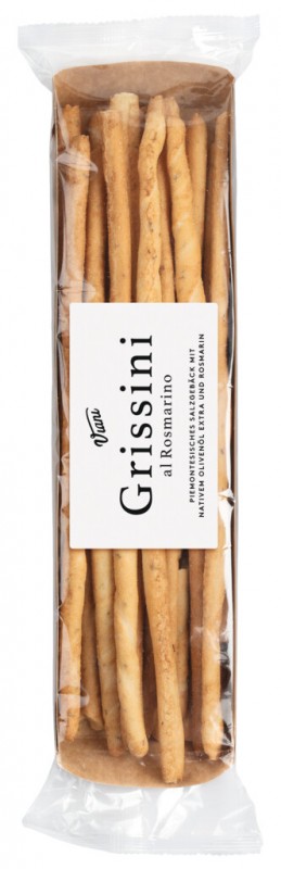 Grissini al Rosmarino, braudhstangir medh extra virgin olifuoliu og rosmarin, Viani - 200g - Stykki