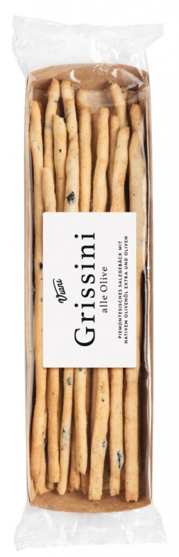 Grissini alle Olive, Grissini with extra virgin olive oil and olives, Viani - 200 g - Piece