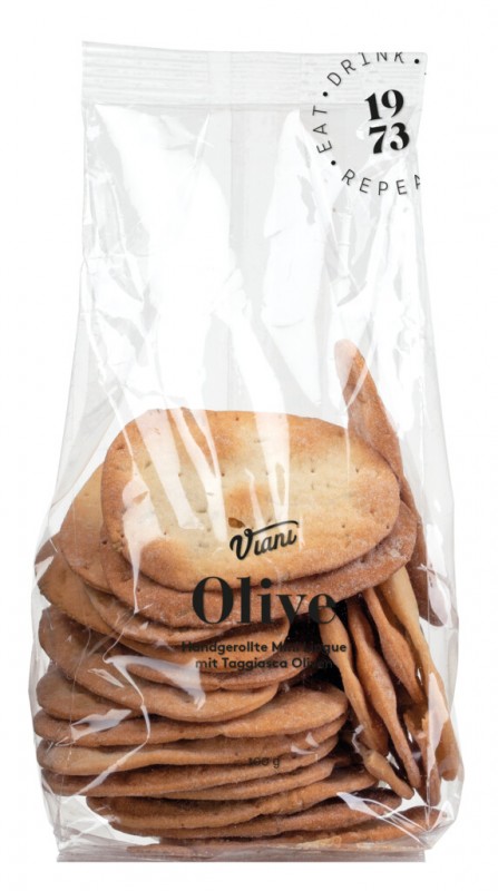 OLIVE - Mini Lingue com azeitonas Taggiasca, linguas de sogra com azeitonas Taggiasca, Viani - 100g - bolsa