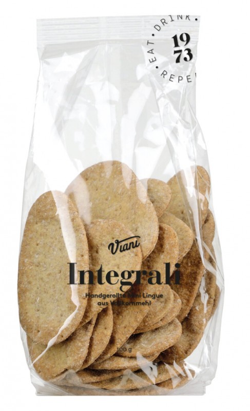 INTEGRALI - Mini Lingue van volkorenmeel, schoonmoedertongen van volkorenmeel, Viani - 100g - tas