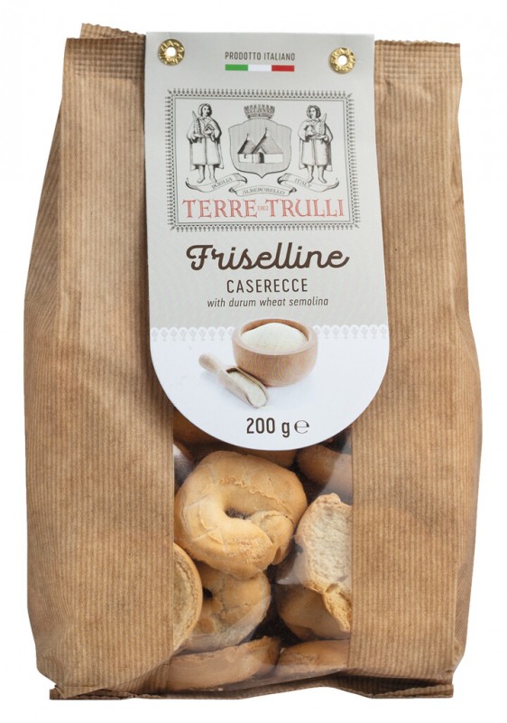 Friselline Caserecce, Harte Brotscheiben mit Hartweizengrieß, Terre dei Trulli - 200 g - Packung