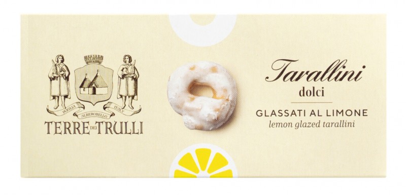 Tarallini Dolci Glassati al Limone, Gebäck mit Zitronenglasur, Terre dei Trulli - 150 g - Packung