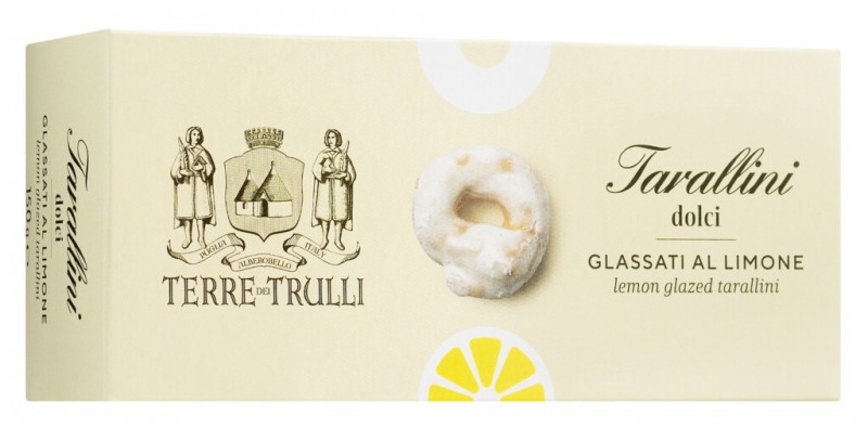 Tarallini Dolci Glassati al Limone, Gebäck mit Zitronenglasur, Terre dei Trulli - 150 g - Packung