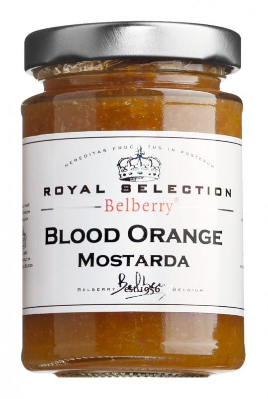 Mostarda Blood Orange, sos krwisto-pomaranczowy o smaku musztardowym, Belberry - 120g - Szklo