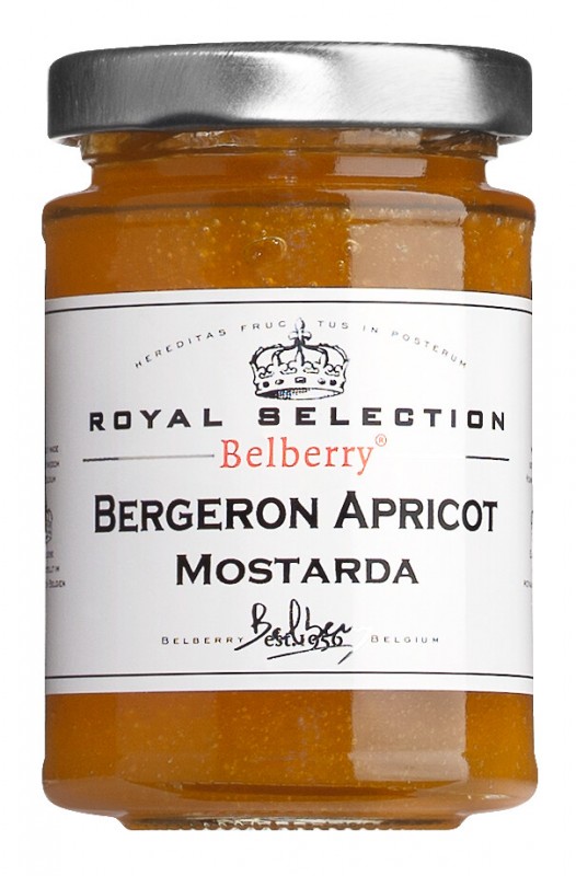 Mostarda Bergeron Albicocca, salsa di albicocche al gusto di senape, Belberry - 120 g - Bicchiere