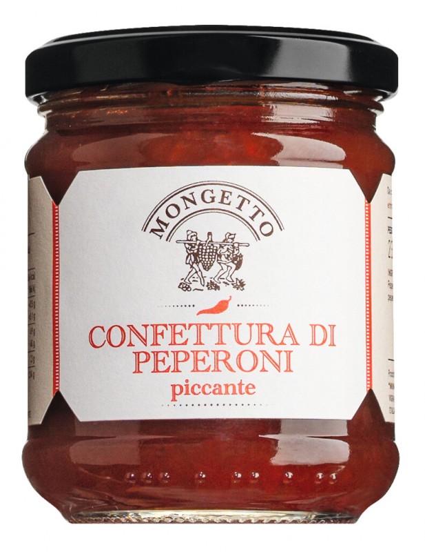 Confettura piccante di peperoni, Paprikakonfitüre mit Chilli, Mongetto - 230 g - Glas