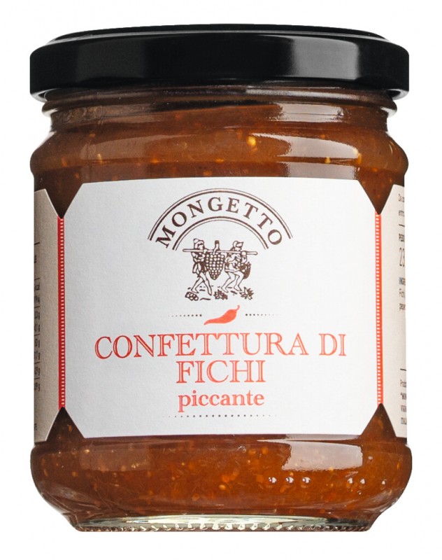 Confettura piccante di fichi, Feigenkonfitüre mit Chilli, Mongetto - 230 g - Glas