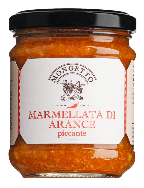 Marmelata piccante di arancia, orange jam with chilli, mongetto - 230 g - Glass