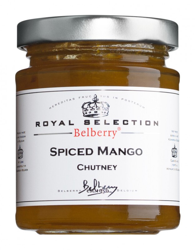 Chutney di mango speziato, Chutney di mango piccante, Belberry - 180 g - Bicchiere