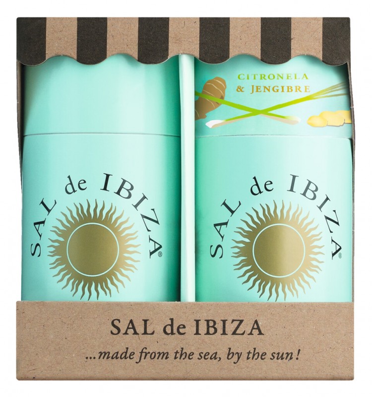 Granito Bundle, Pure and Citronela + Jengibre, Pure Sea Salt and Sea Salt with Citrus Grass + Ginger, Set, Sal de Ibiza - 125 g / 100 g - set